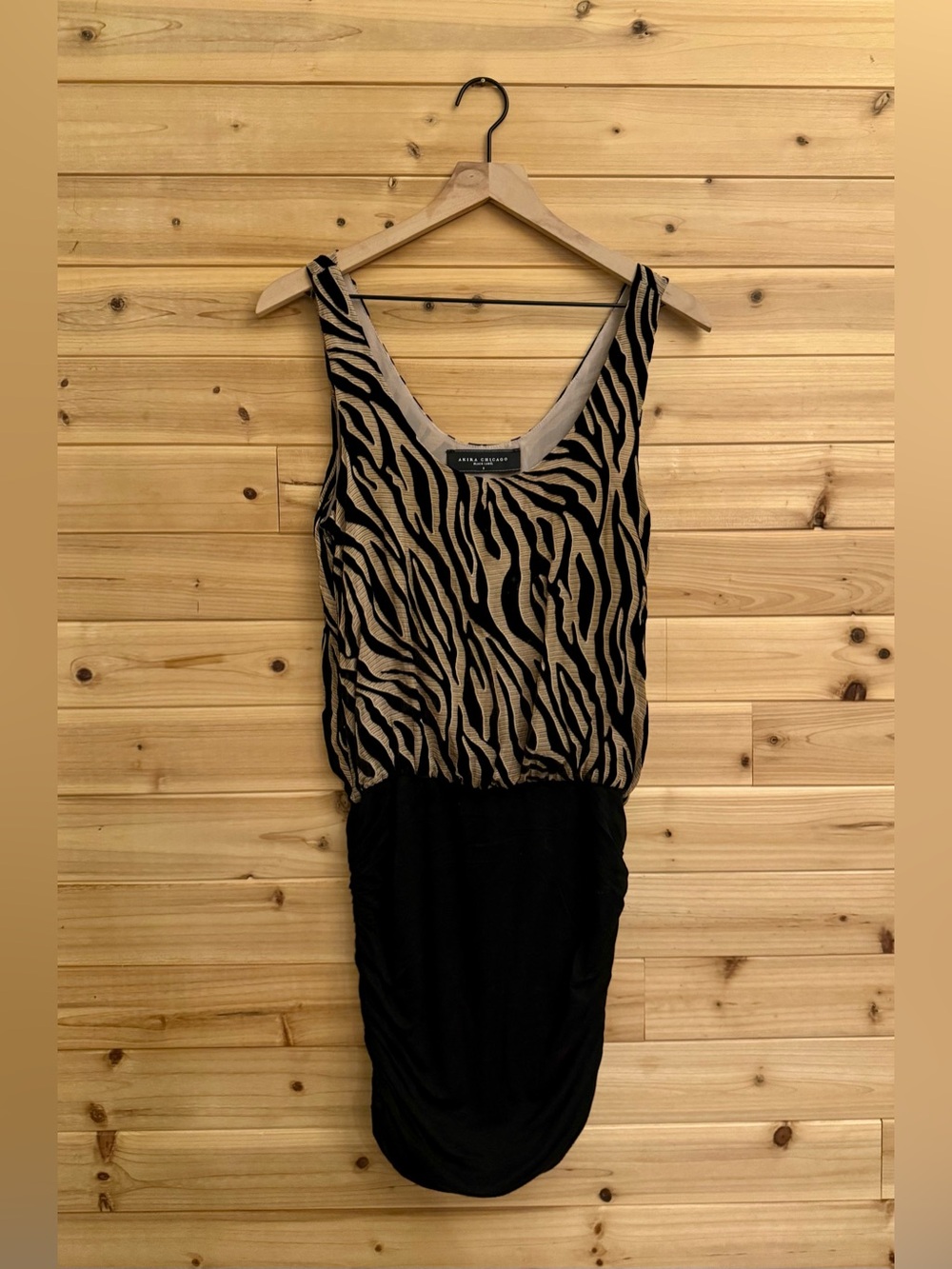 Akira Chicago Black Label Small Zebra Stripe Print Blouson Tank Mini Dress Club